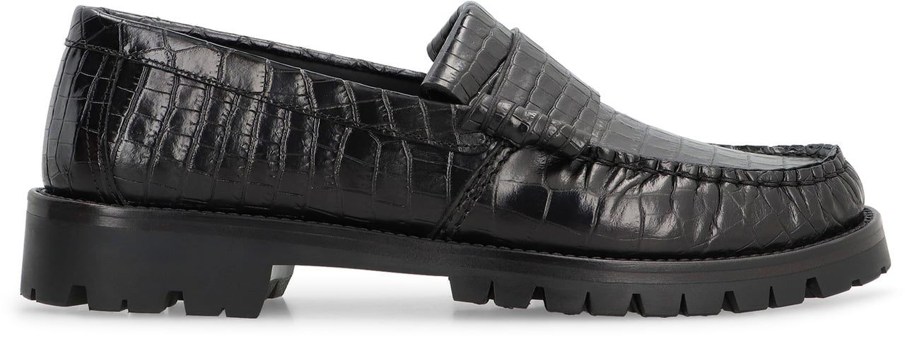 Rhude Printed leather loafers Zwart