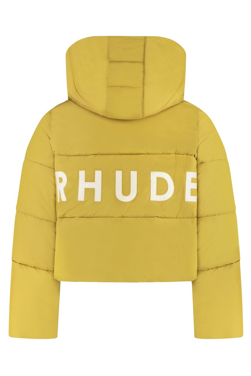 Rhude Hooded down jacket Geel