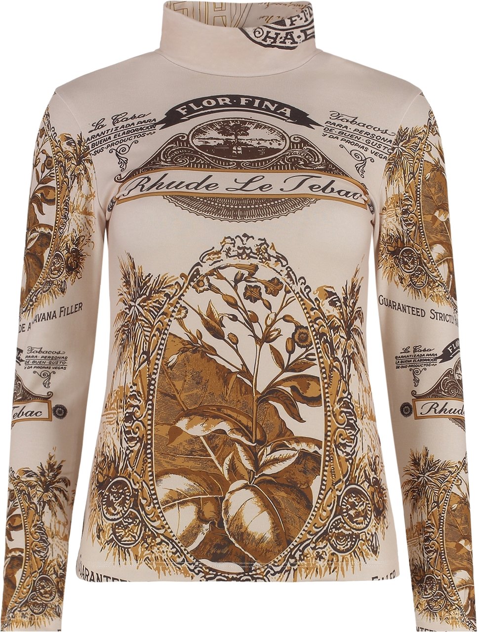 Rhude Printed long-sleeve top Beige