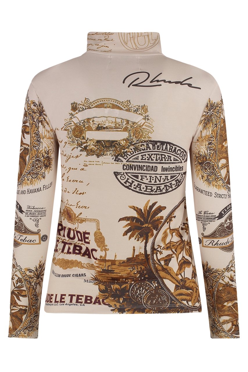 Rhude Printed long-sleeve top Beige