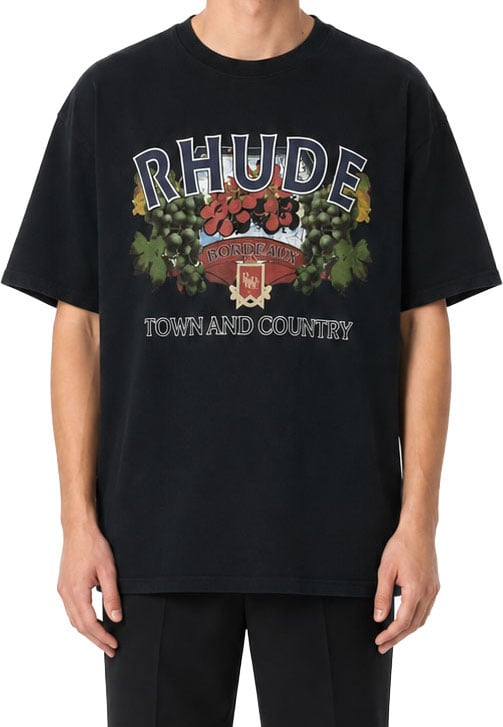 Rhude TOWN AND COUNTRY TEE VTG BLACK OS Divers