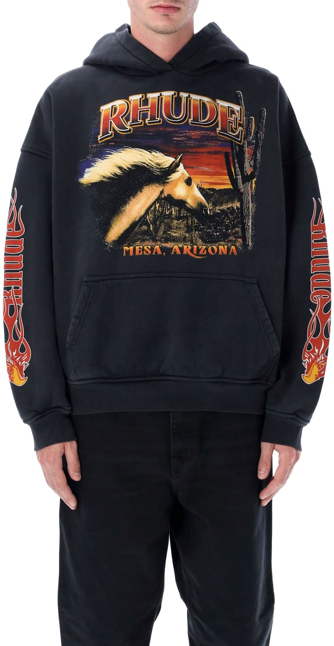 Rhude Mesa Stallion Hoodie Vintage Black Zwart