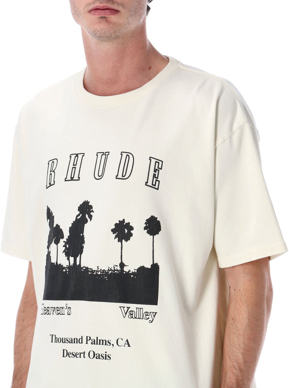 Rhude Thousand Palms Tee Vintage White Wit