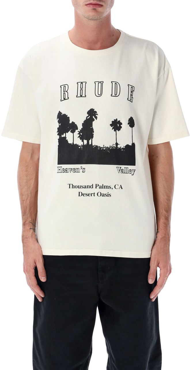 Rhude Thousand Palms Tee Vintage White Wit