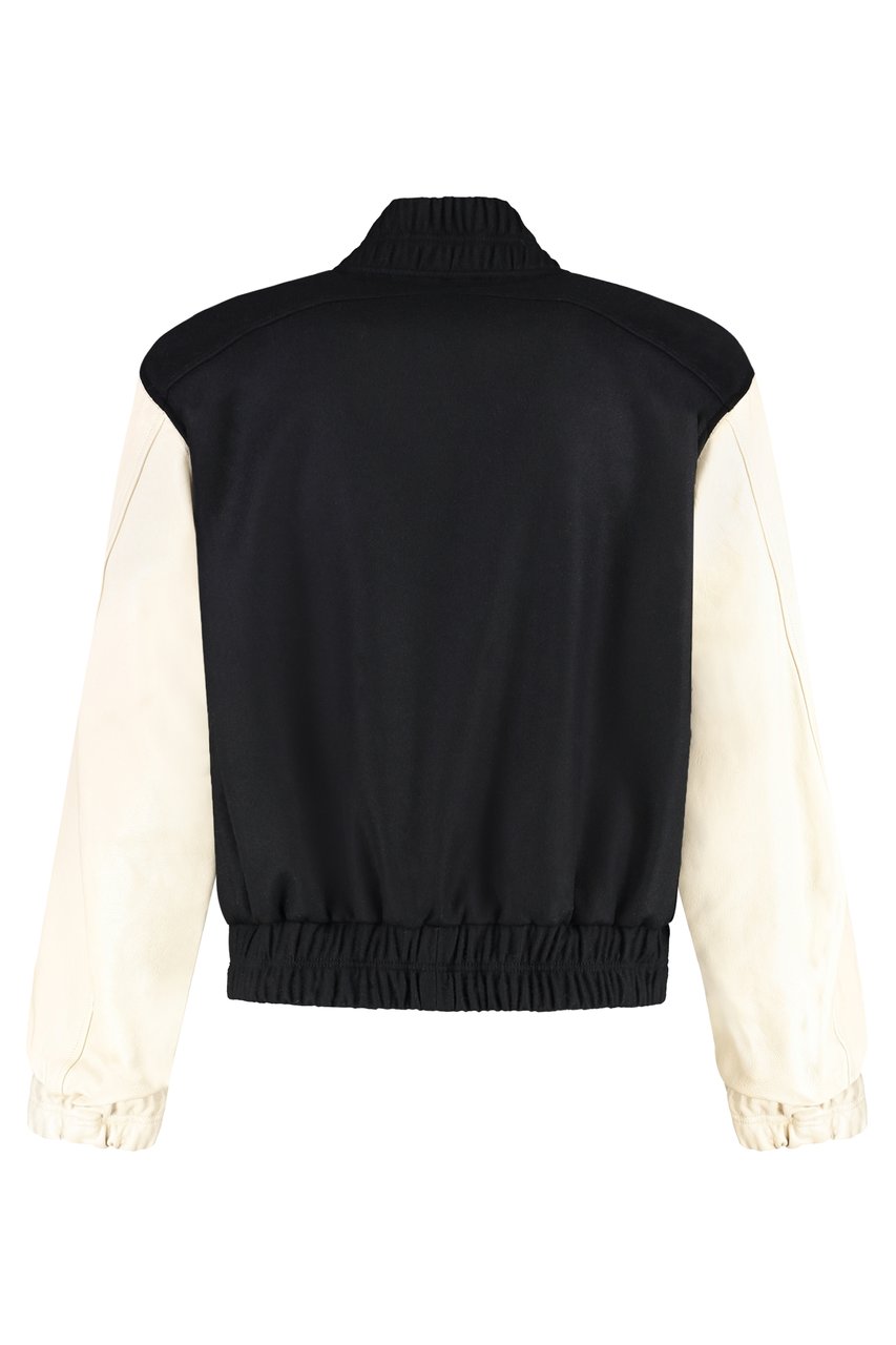Rhude Leather sleeves bomber jacket Zwart