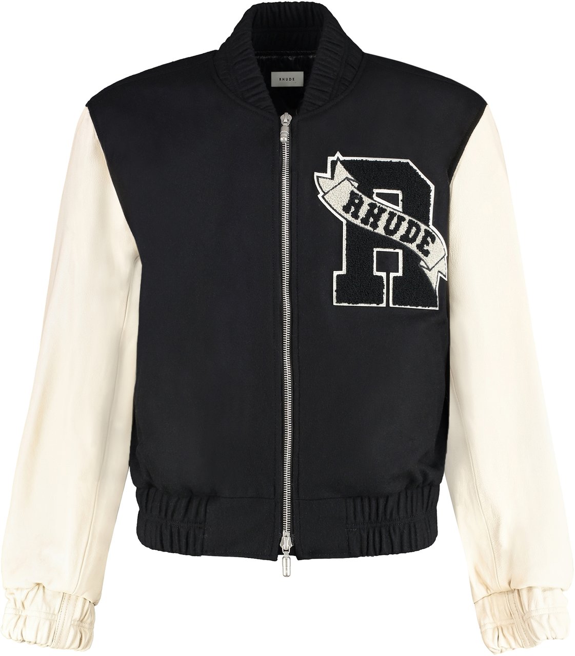 Rhude Leather sleeves bomber jacket Zwart