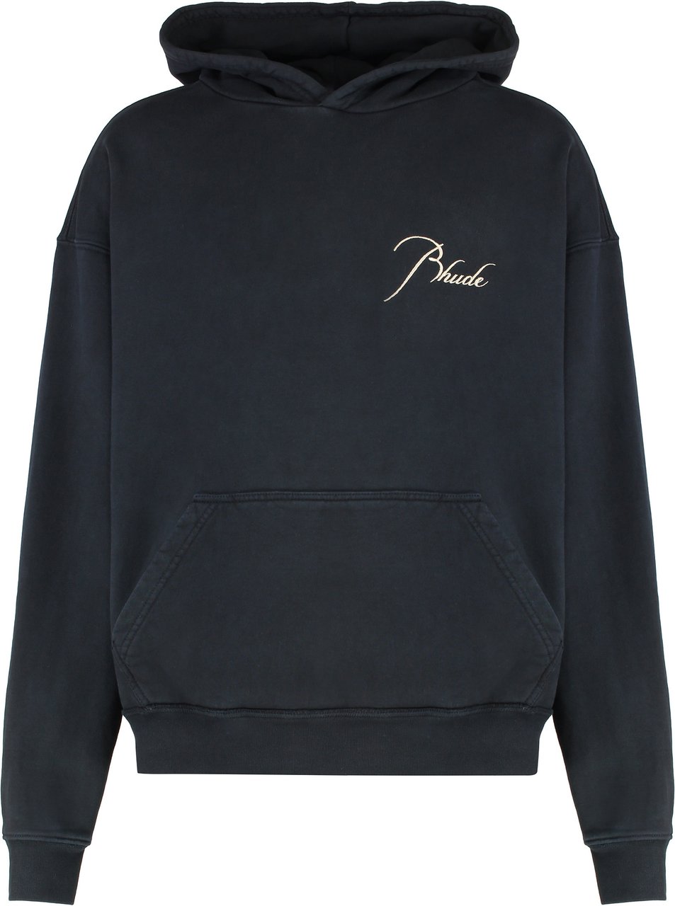 Rhude Logo cotton hoodie Zwart