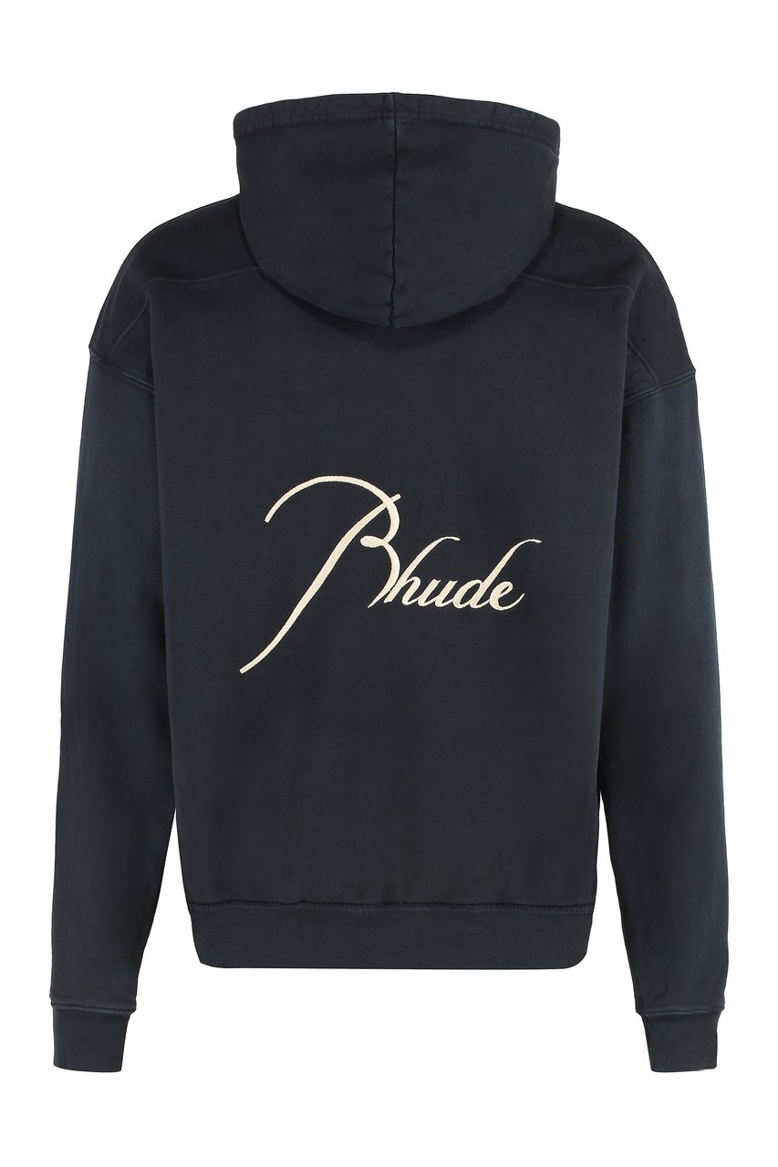 Rhude Logo cotton hoodie Zwart