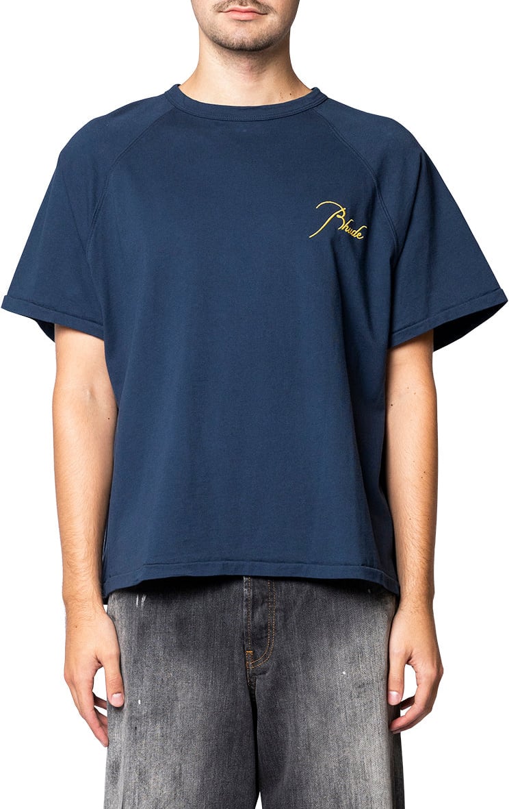 Rhude CLASSIQUE RAGLAN TEE NAVY / YELLOW Navy