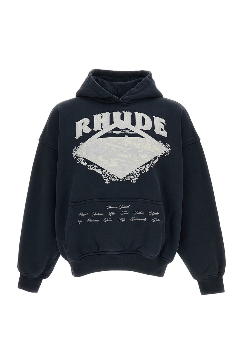 Rhude Dakar Convoy Print Hooded Sweatshirt Zwart
