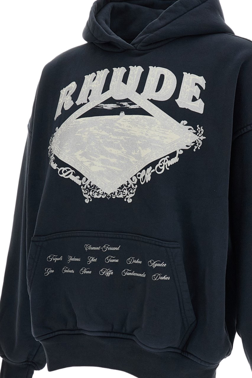 Rhude Dakar Convoy Print Hooded Sweatshirt Zwart