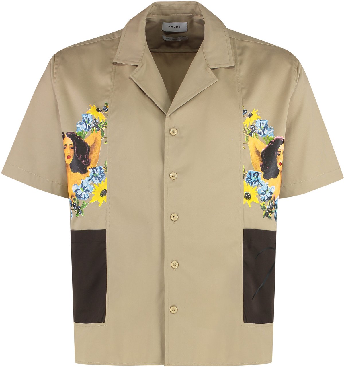 Rhude Short sleeve cotton shirt Bruin