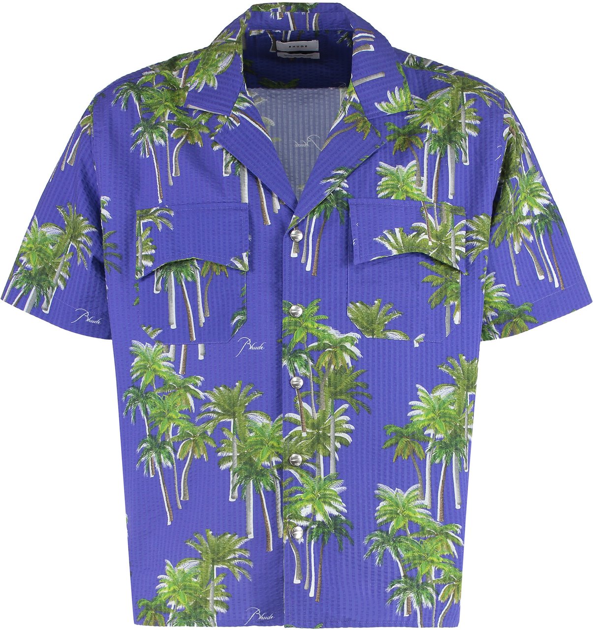 Rhude Printed short sleeved shirt Blauw