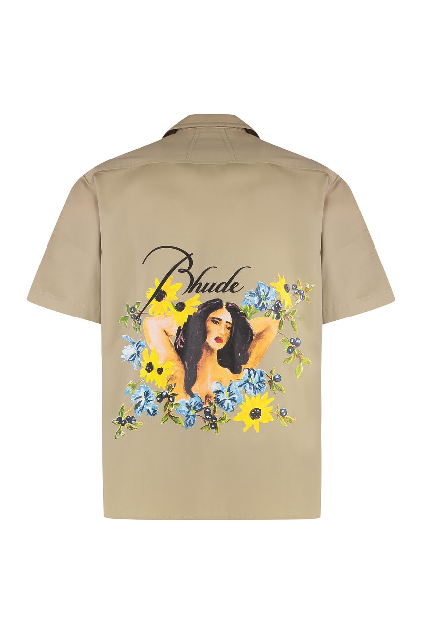 Rhude Short sleeve cotton shirt Bruin