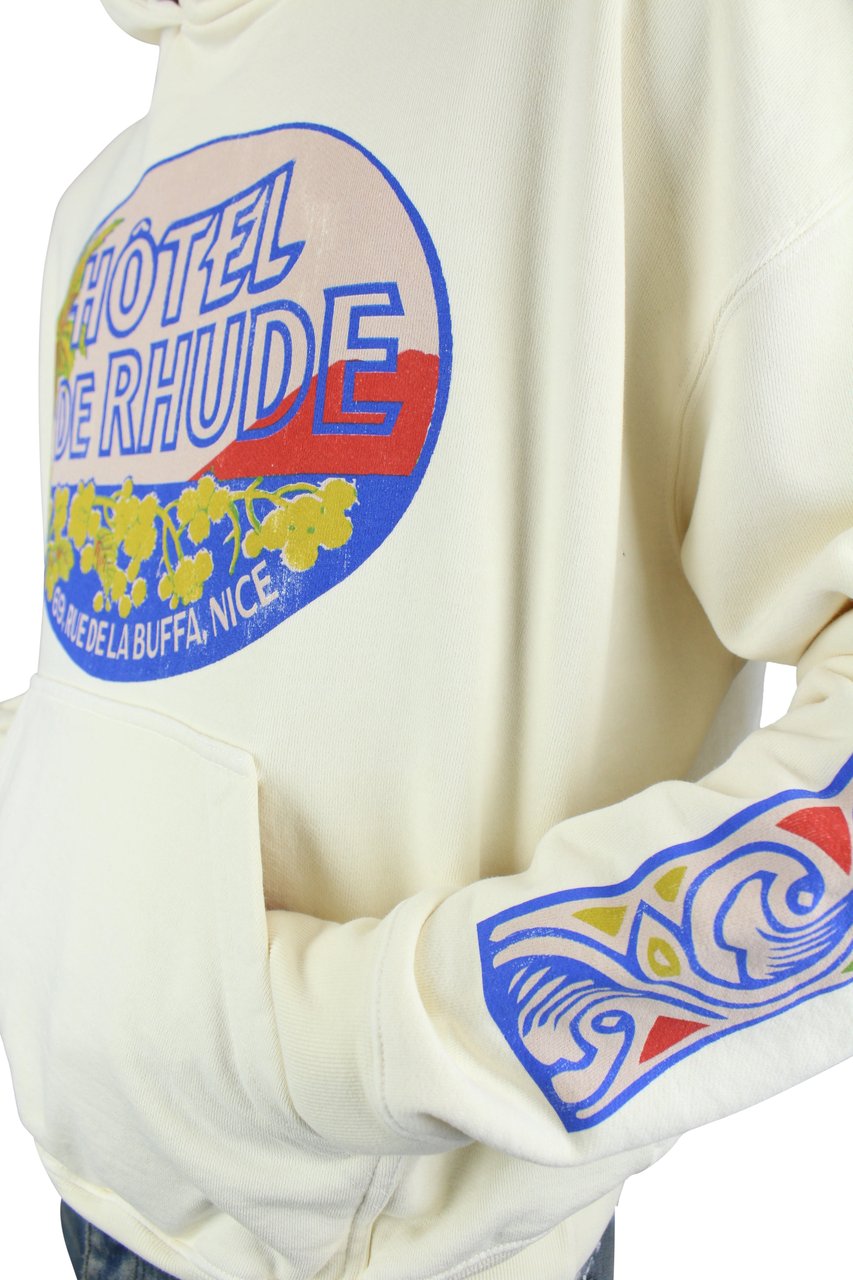 Rhude Hotel Hoodie 'Vintage White' Wit