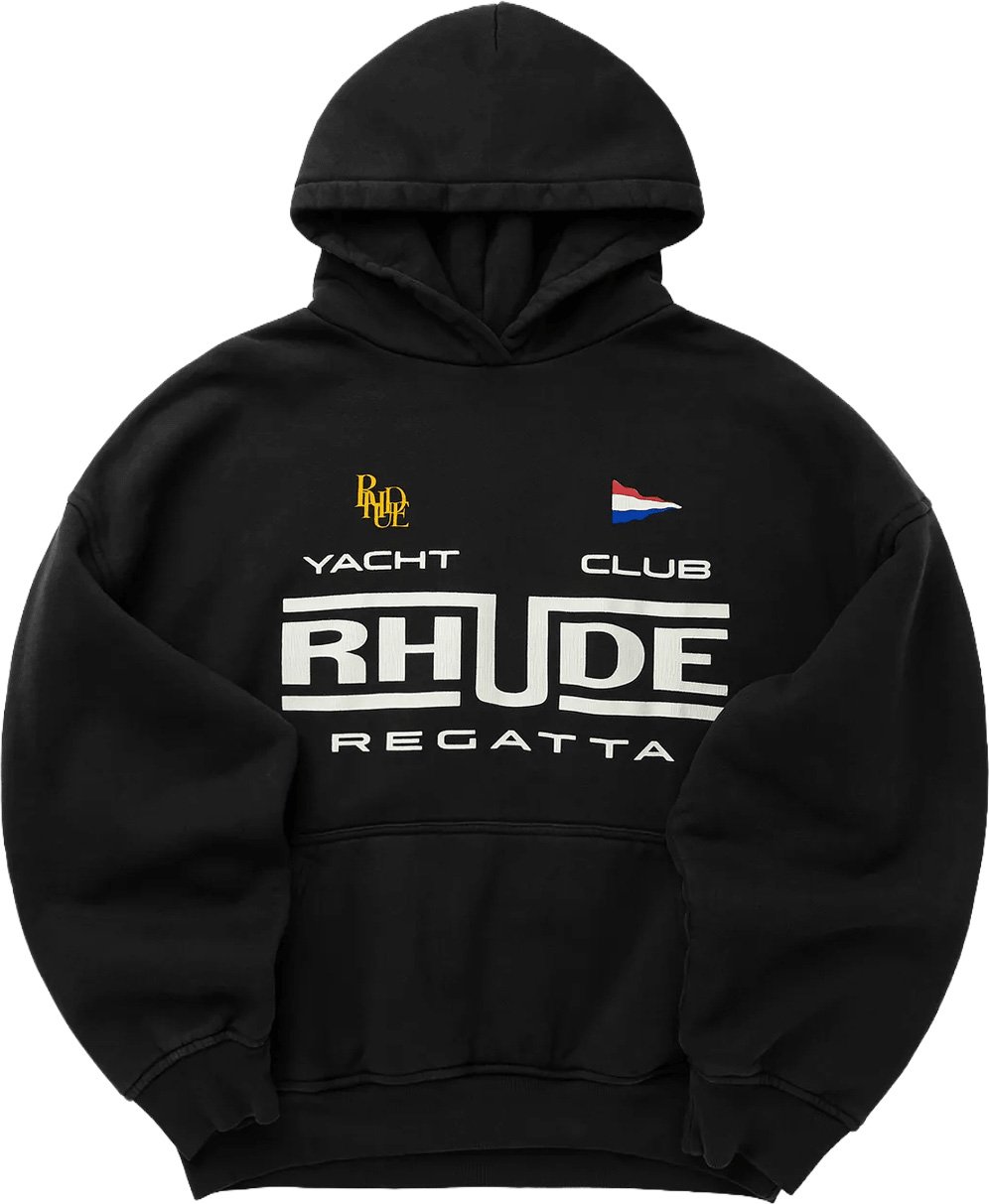 Rhude RHUDE REGATTA CLUB HOODIE VINTAGE ZWART/WIT Zwart