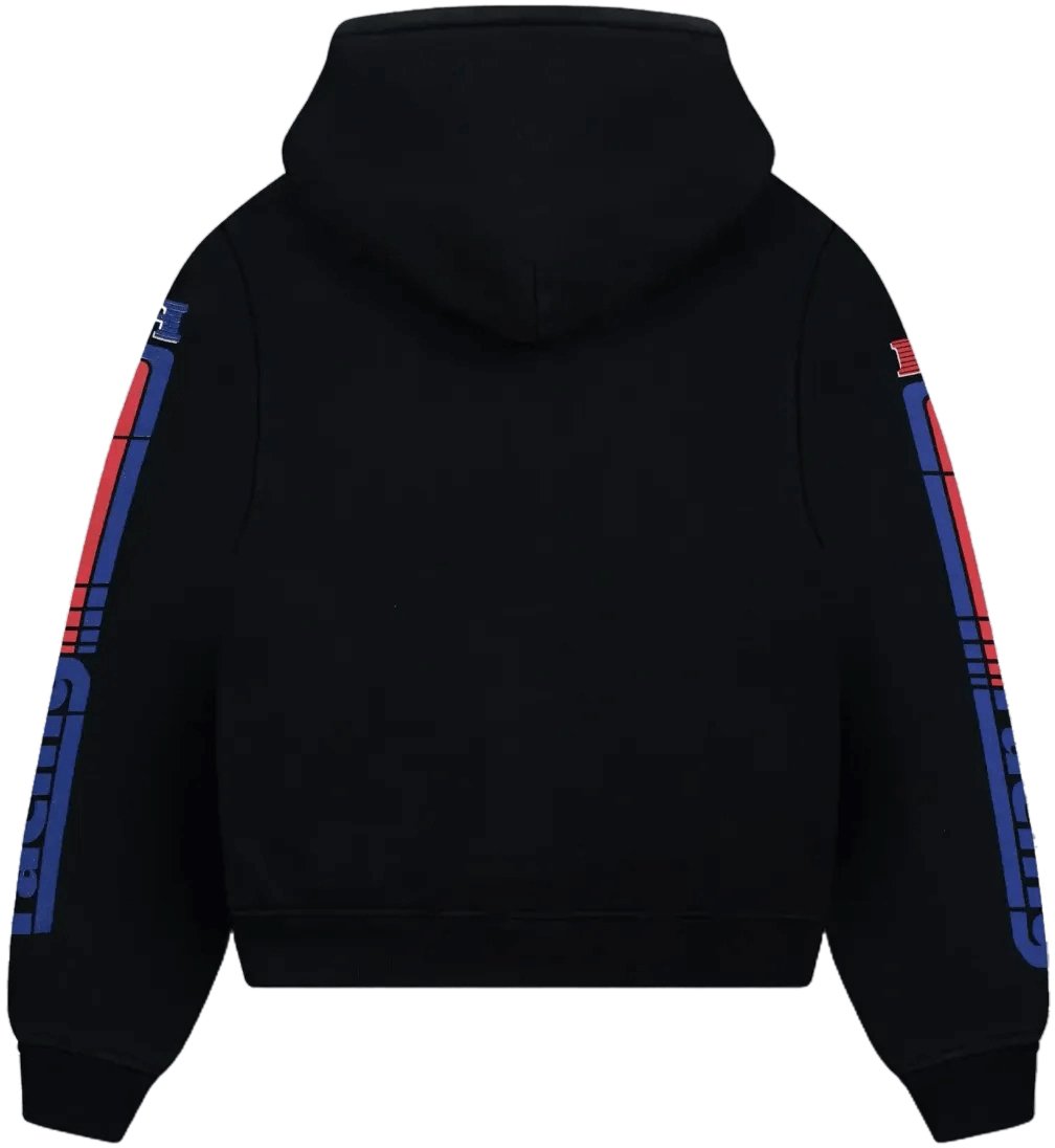 Rhude SPLIT PETROL LOGO HOODIE VINTAGE ZWART/ROOD/BLAUW Zwart