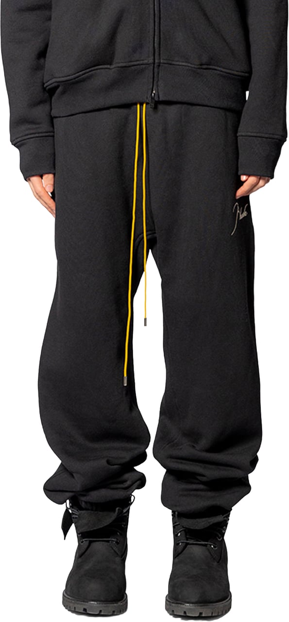 Rhude CLASSIQUE CUFFED SWEATPANT BLACK/ WHITE Zwart