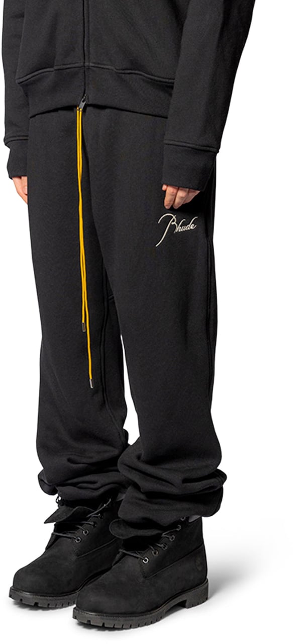 Rhude CLASSIQUE CUFFED SWEATPANT BLACK/ WHITE Zwart