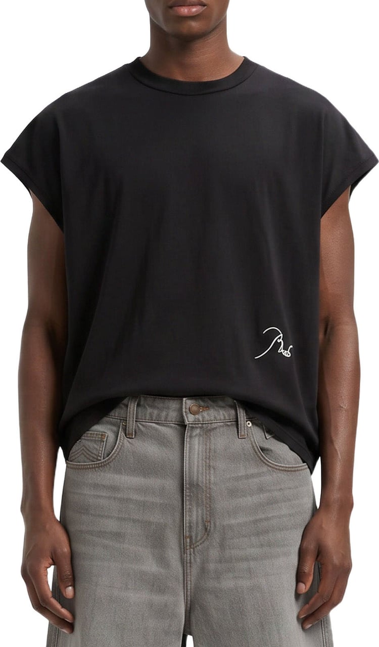 Rhude CLASSIQUE CUTOFF SLEEVE TOP BLACK/WHITE OS Divers