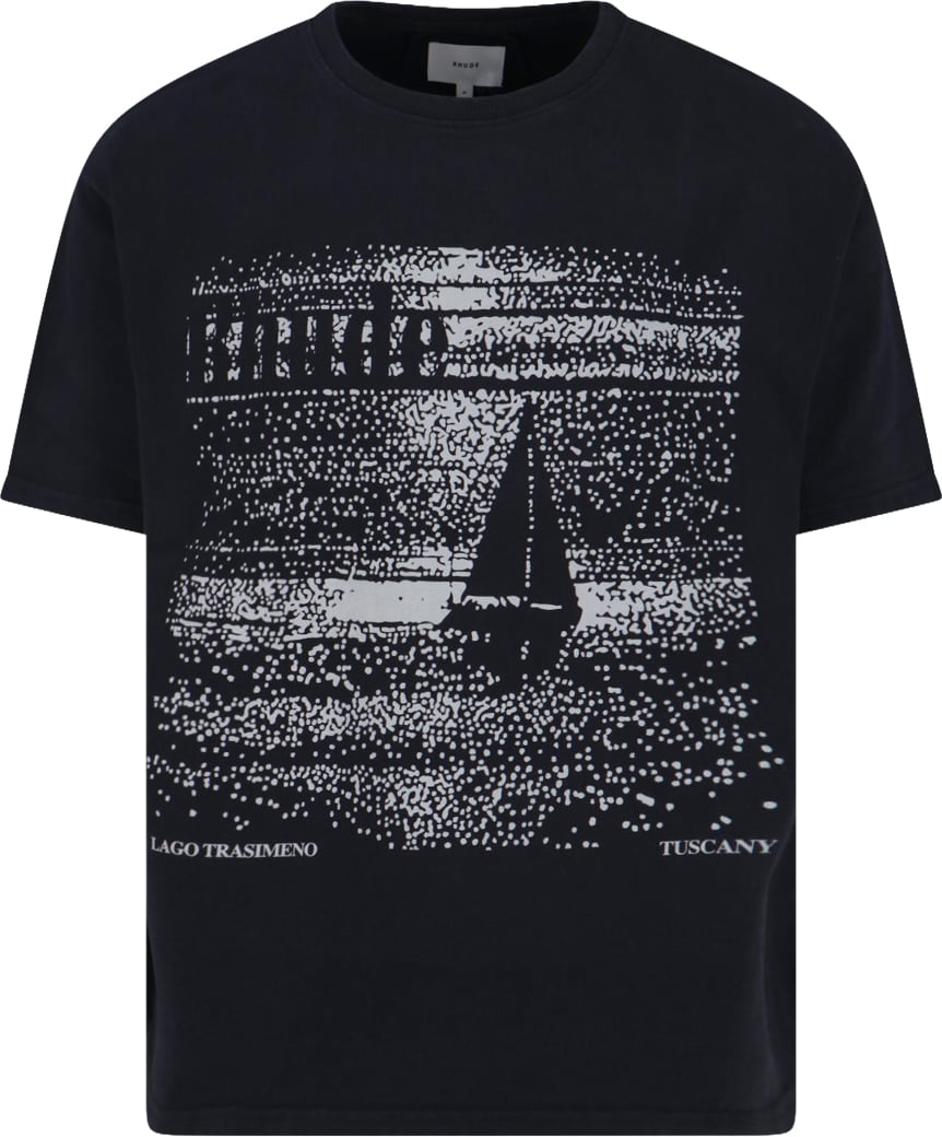 Rhude Minimalist Black T-Shirt With Crew Neckline Zwart