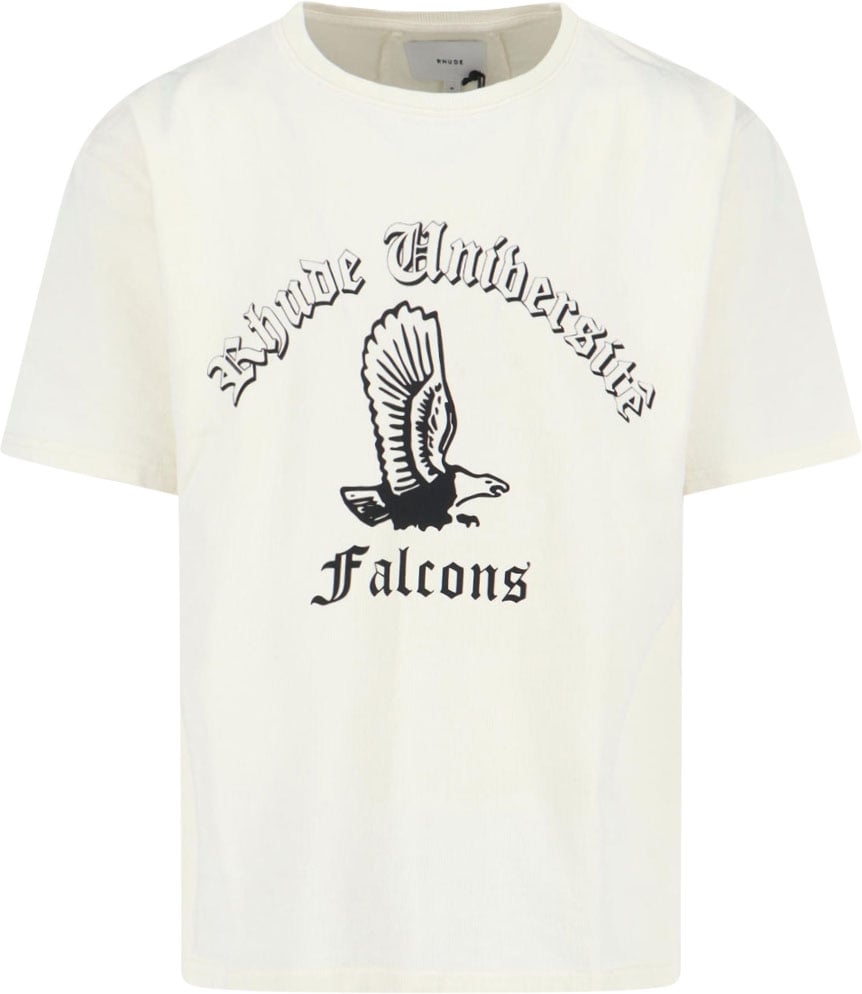 Rhude Minimalist White T-Shirt With Standard Crew Neckline Wit