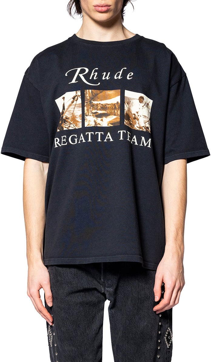 Rhude USVI REGATTA TOUR TEE VINTAGE BLACK/ WHITE/ RED Zwart