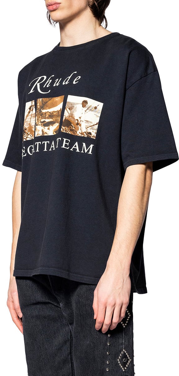 Rhude USVI REGATTA TOUR TEE VINTAGE BLACK/ WHITE/ RED Zwart