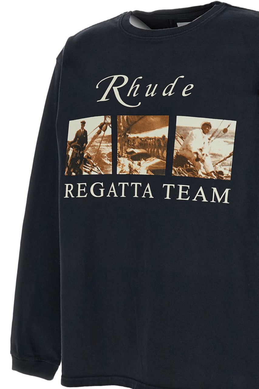 Rhude Black Regatta Cotton Printed T-Shirt Zwart