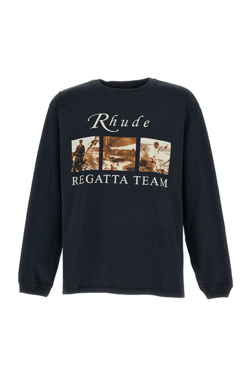 Rhude Black Regatta Cotton Printed T-Shirt Zwart