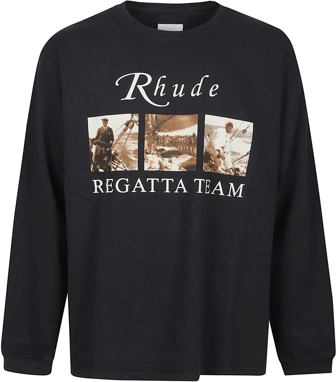 Rhude Usvi Regatta Tour Long Sleeve T-shirt Black Zwart