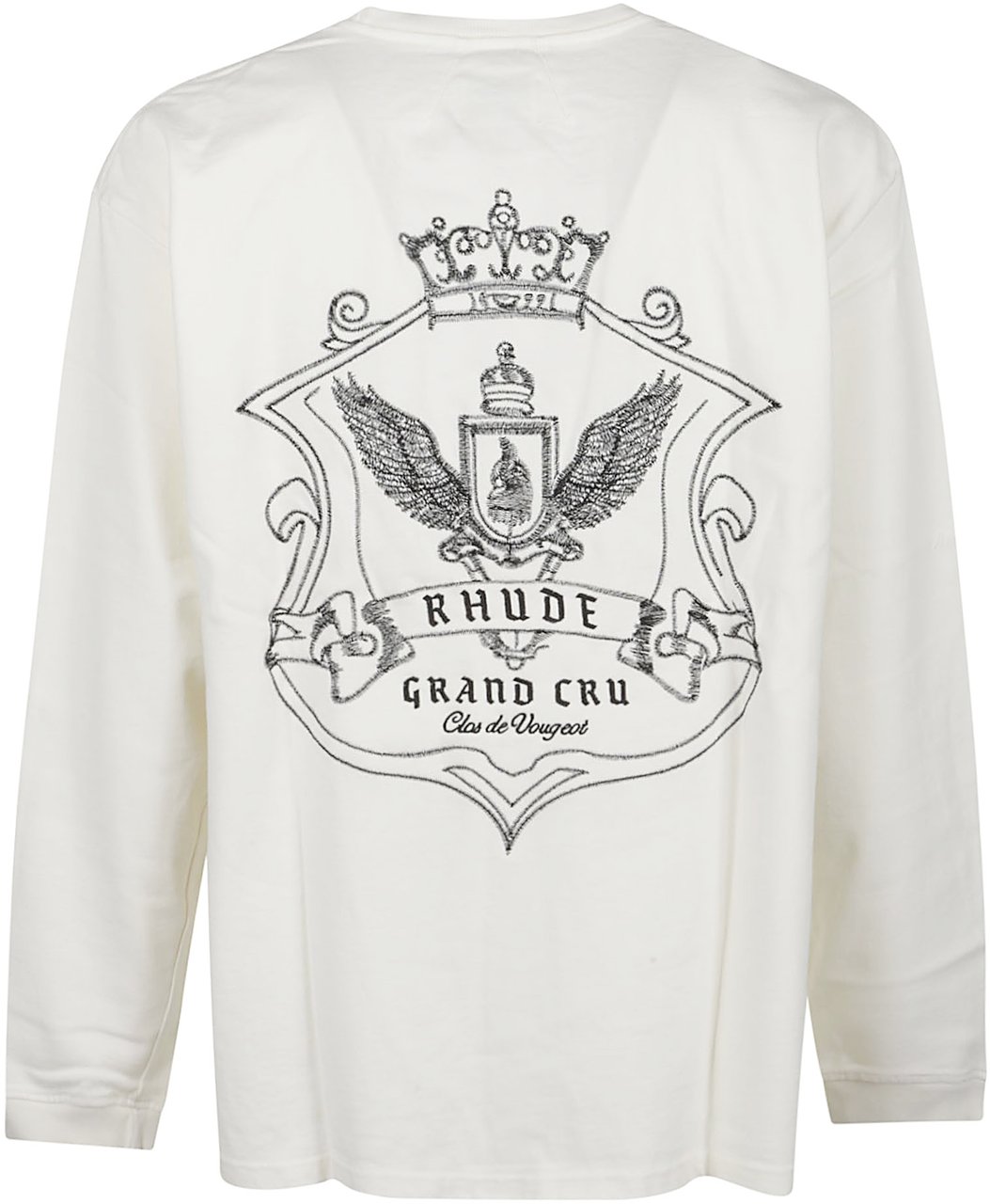 Rhude Grand Cru Crest Long Sleeve T-shirt White Wit
