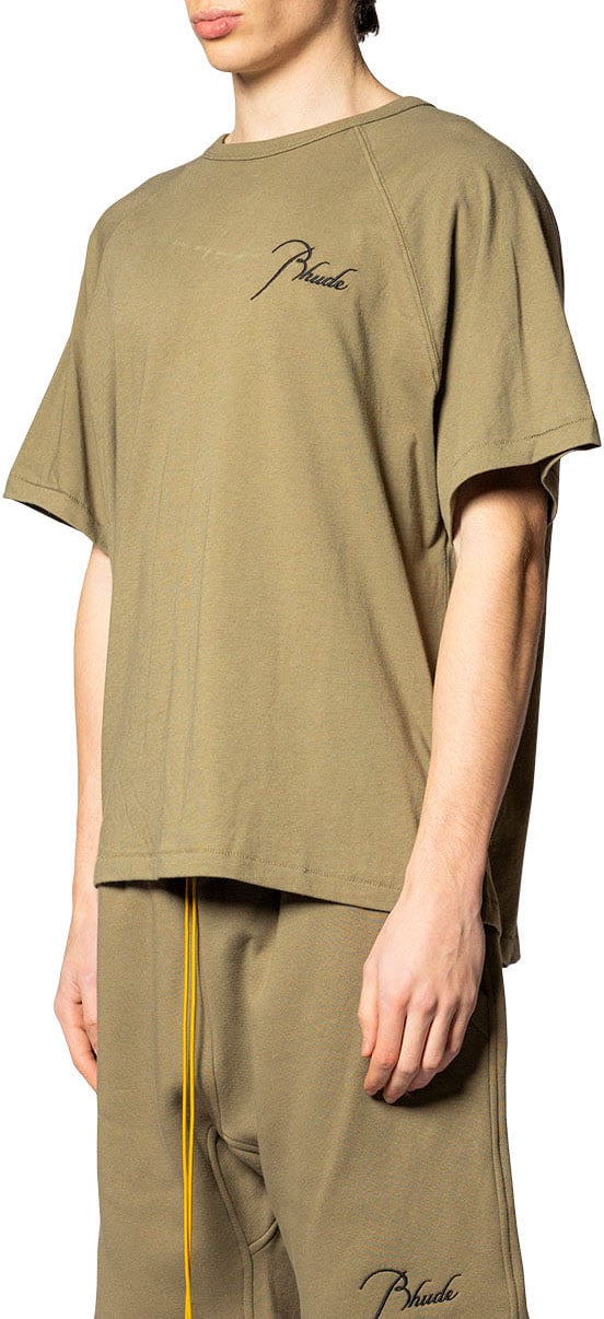 Rhude CLASSIQUE RAGLAN TEE MOSS GREEN / BLACK Groen