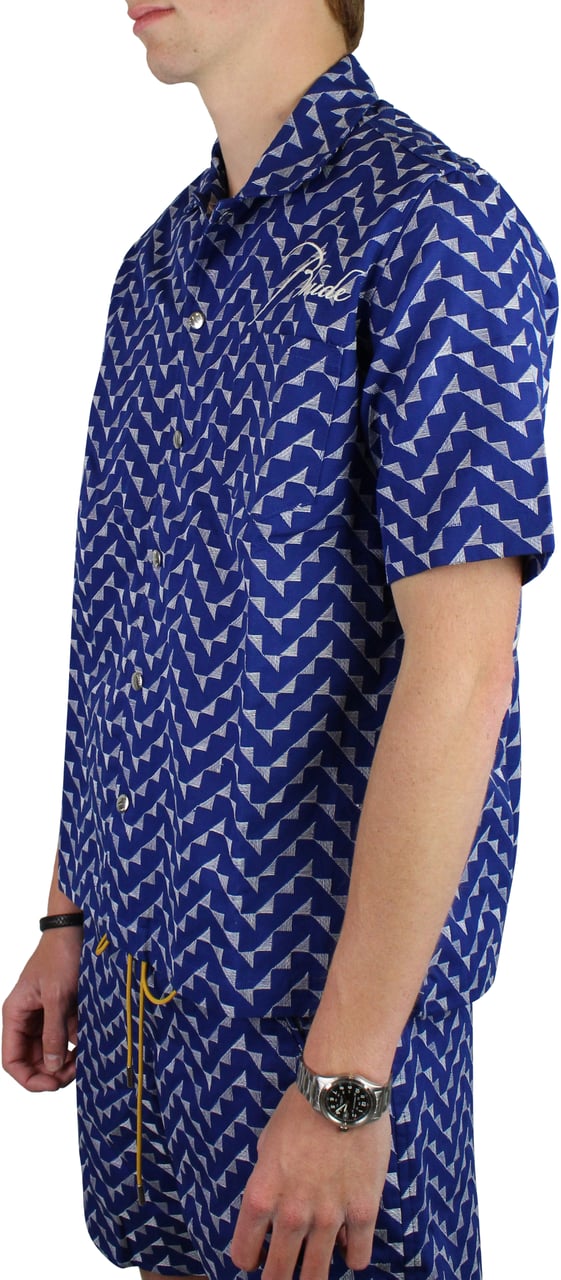 Rhude Rhude Logo Beach Front Shirt (Marineblauw) Blauw