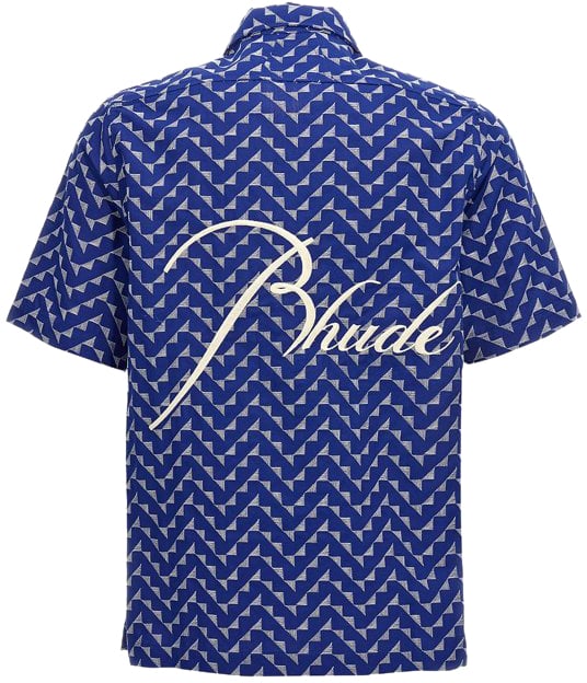 Rhude Rhude Logo Beach Front Shirt (Marineblauw) Blauw
