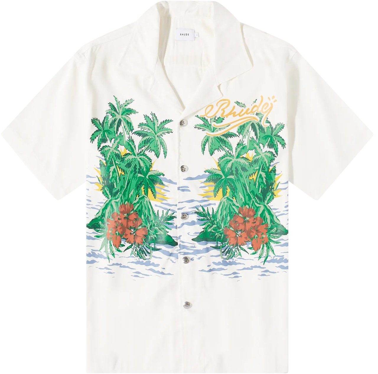 Rhude Rhude Palmas Snap Vacation Shirt (Wit) Wit