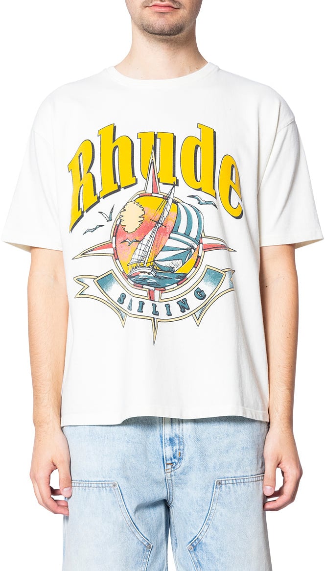 Rhude PORT DE RHUDE TEE VTG WHITE Wit