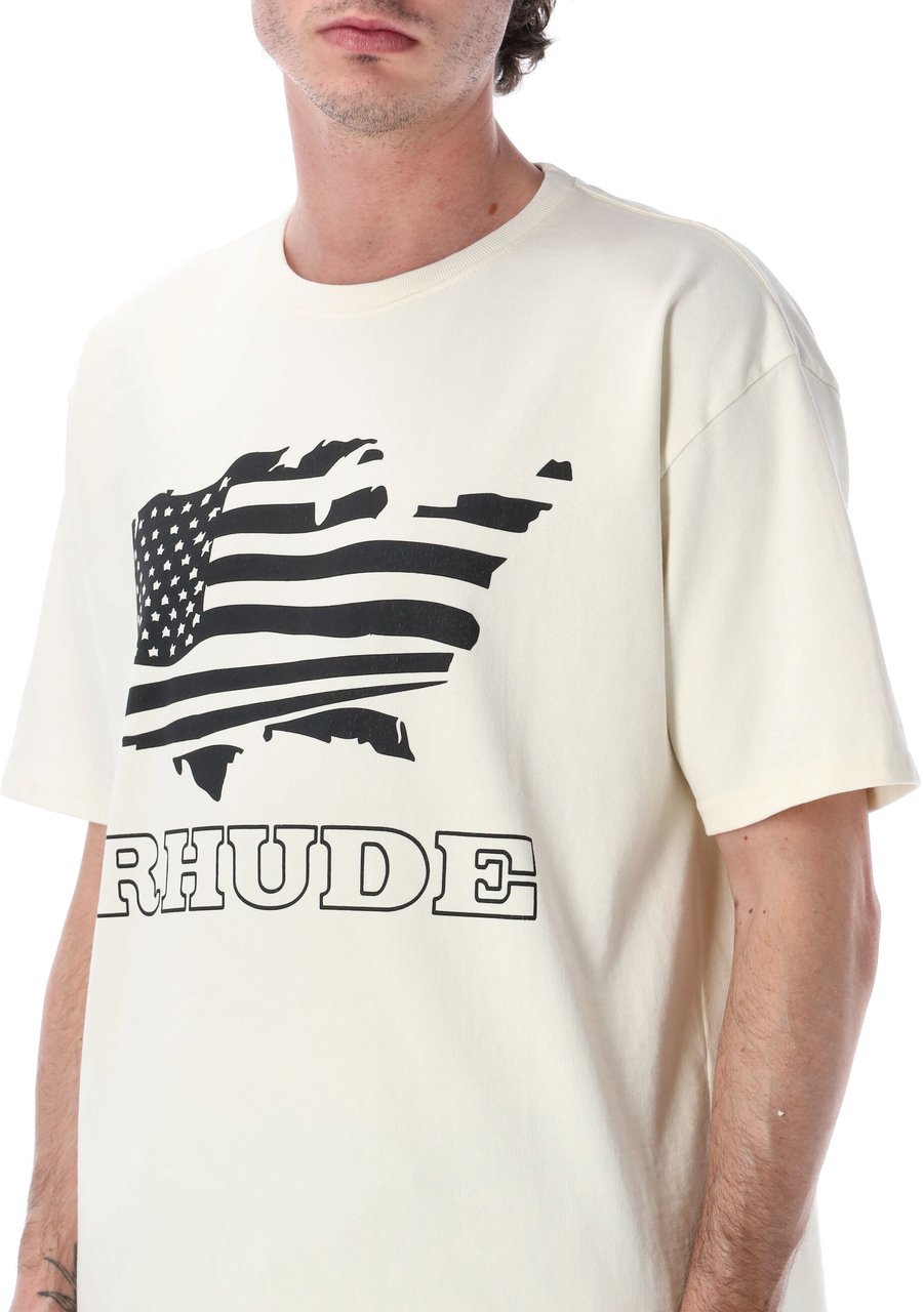 Rhude Banner Tee Vintage White Wit