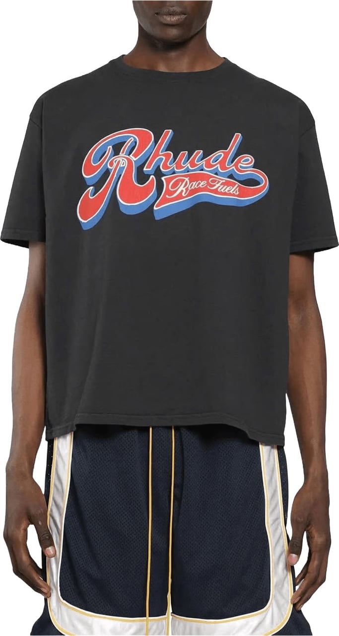 Rhude RHUDE PIT STOP T-SHIRT VINTAGE ZWART/ROOD/BLAUW Zwart
