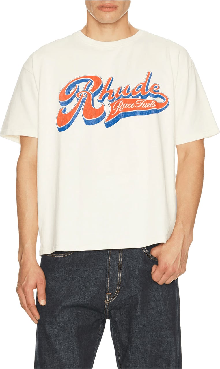 Rhude RHUDE PIT STOP T-SHIRT VINTAGE WIT/ROOD/BLAUW Wit