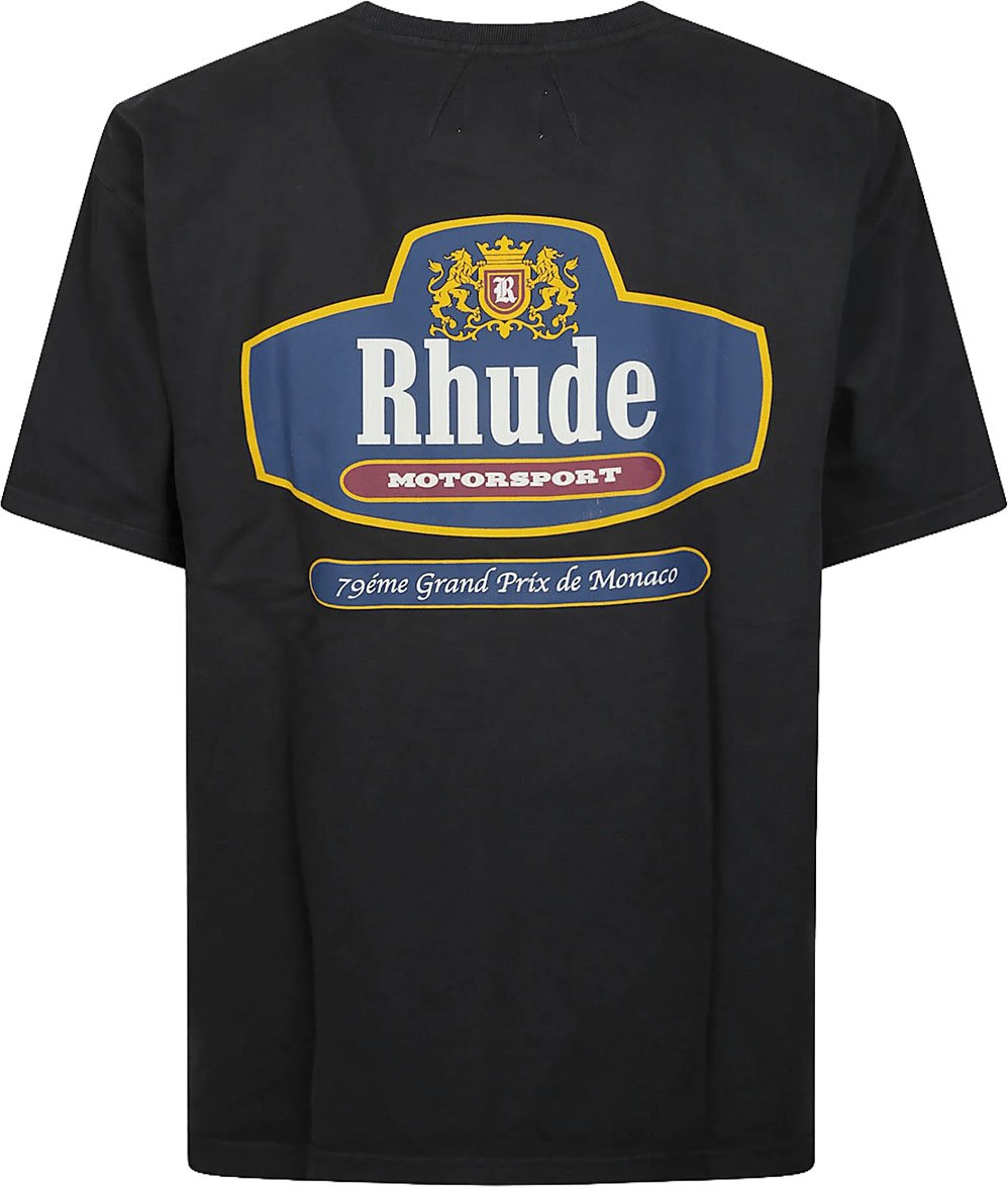 Rhude RHUDE RACING CREST T-SHIRT VINTAGE ZWART/MARINEBLAUW Zwart