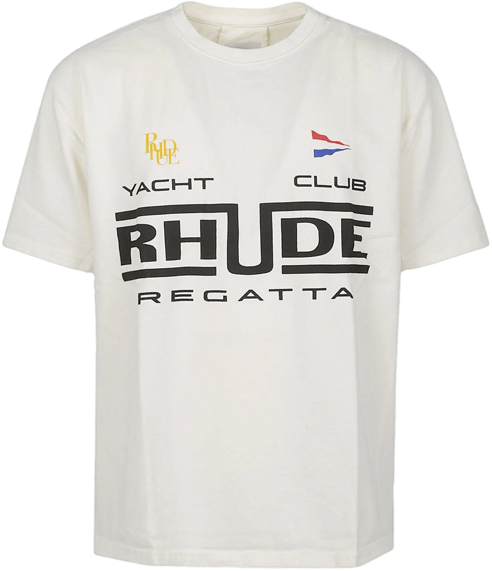 Rhude RHUDE REGATTA CLUB T-SHIRT VINTAGE WIT/ZWART/GROEN Wit