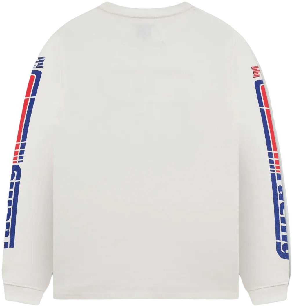 Rhude SPLIT PETROL LOGO LS T-SHIRT VINTAGE WIT/ROOD/BLAUW Wit
