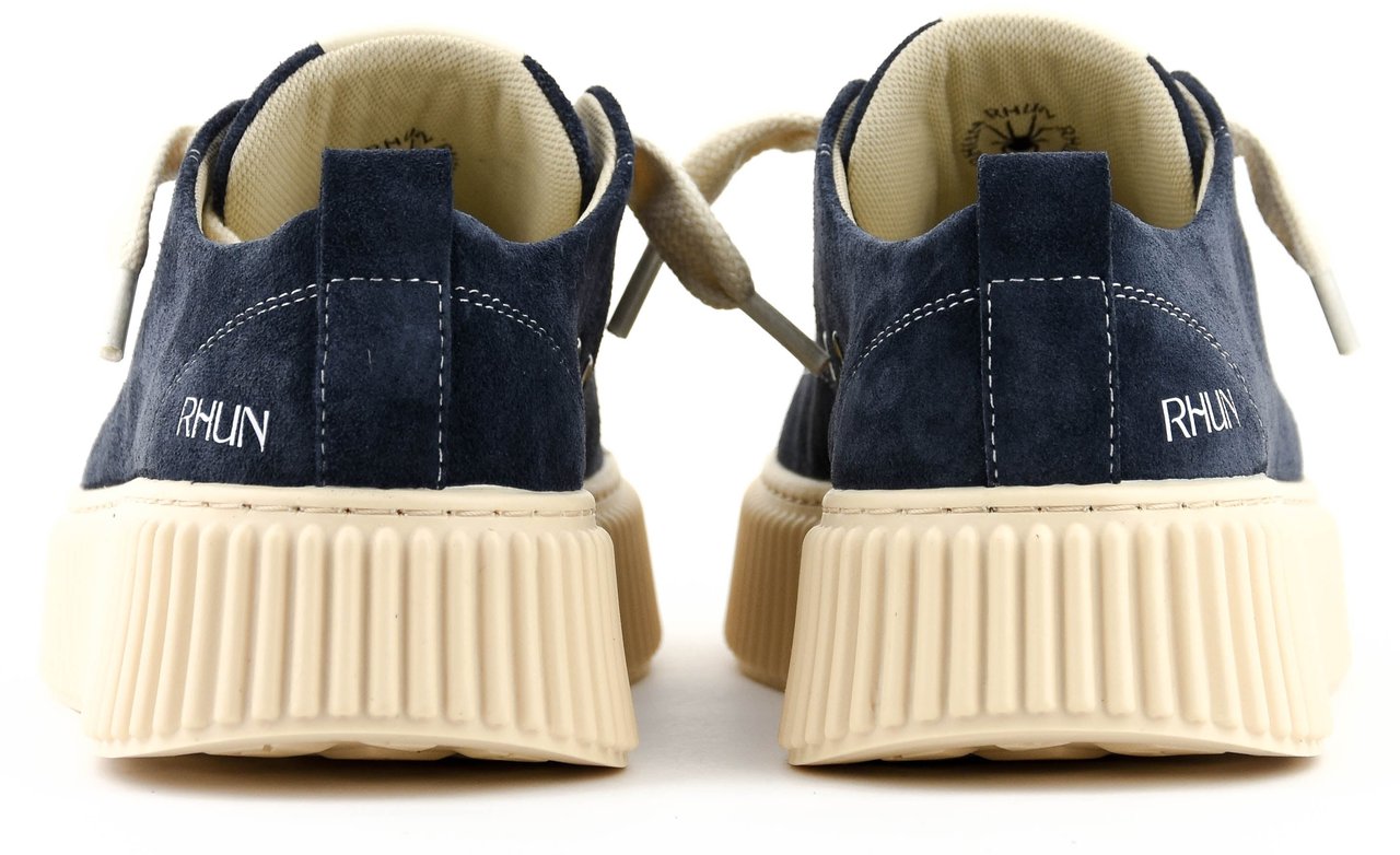 RHUN Treble Sneaker Navy Blue Suede Blauw