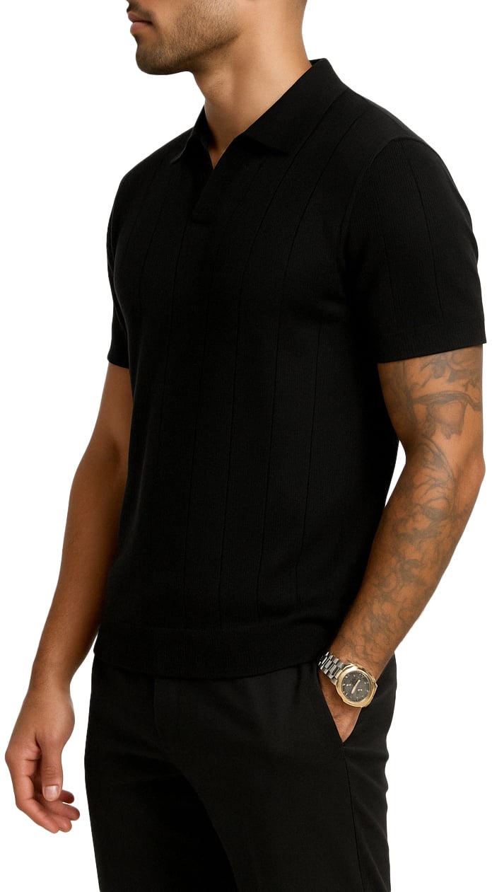 Richesse ESSENTIAL KNIT POLO BLACK Zwart