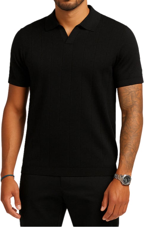 Richesse ESSENTIAL KNIT POLO BLACK Zwart