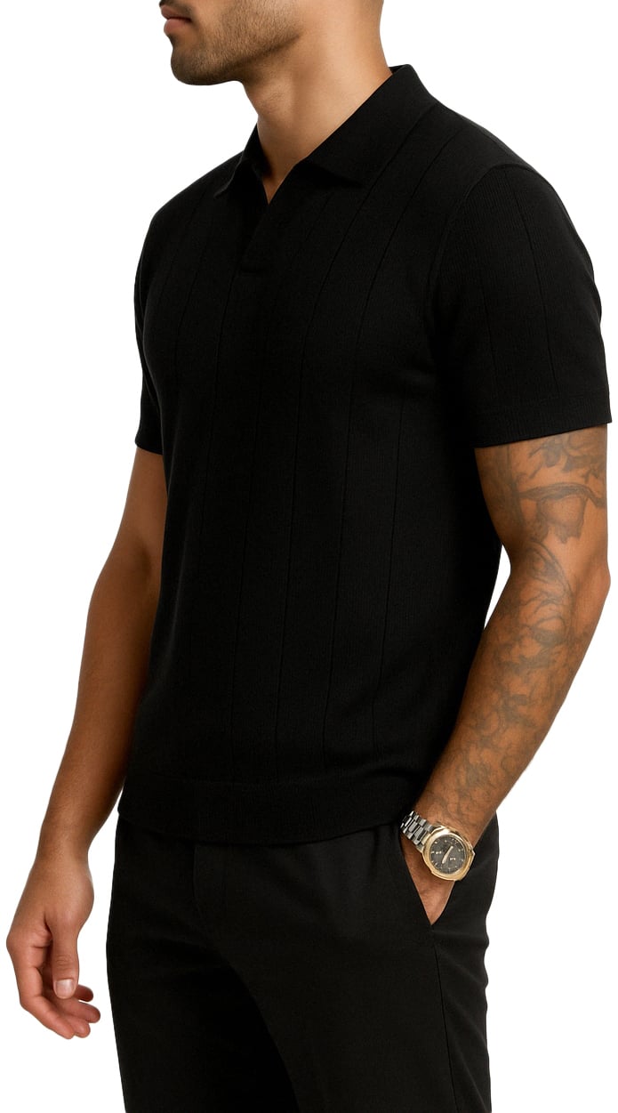 Richesse ESSENTIAL KNIT POLO BLACK Zwart