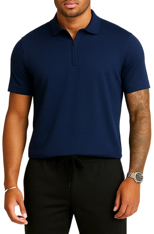 Richesse ESSENTIAL KNIT ZIP TEE BLUE Divers