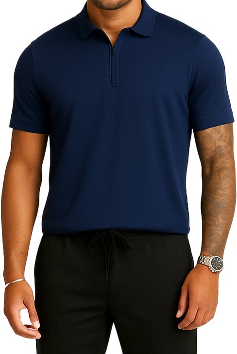 Richesse ESSENTIAL KNIT ZIP TEE BLUE Divers