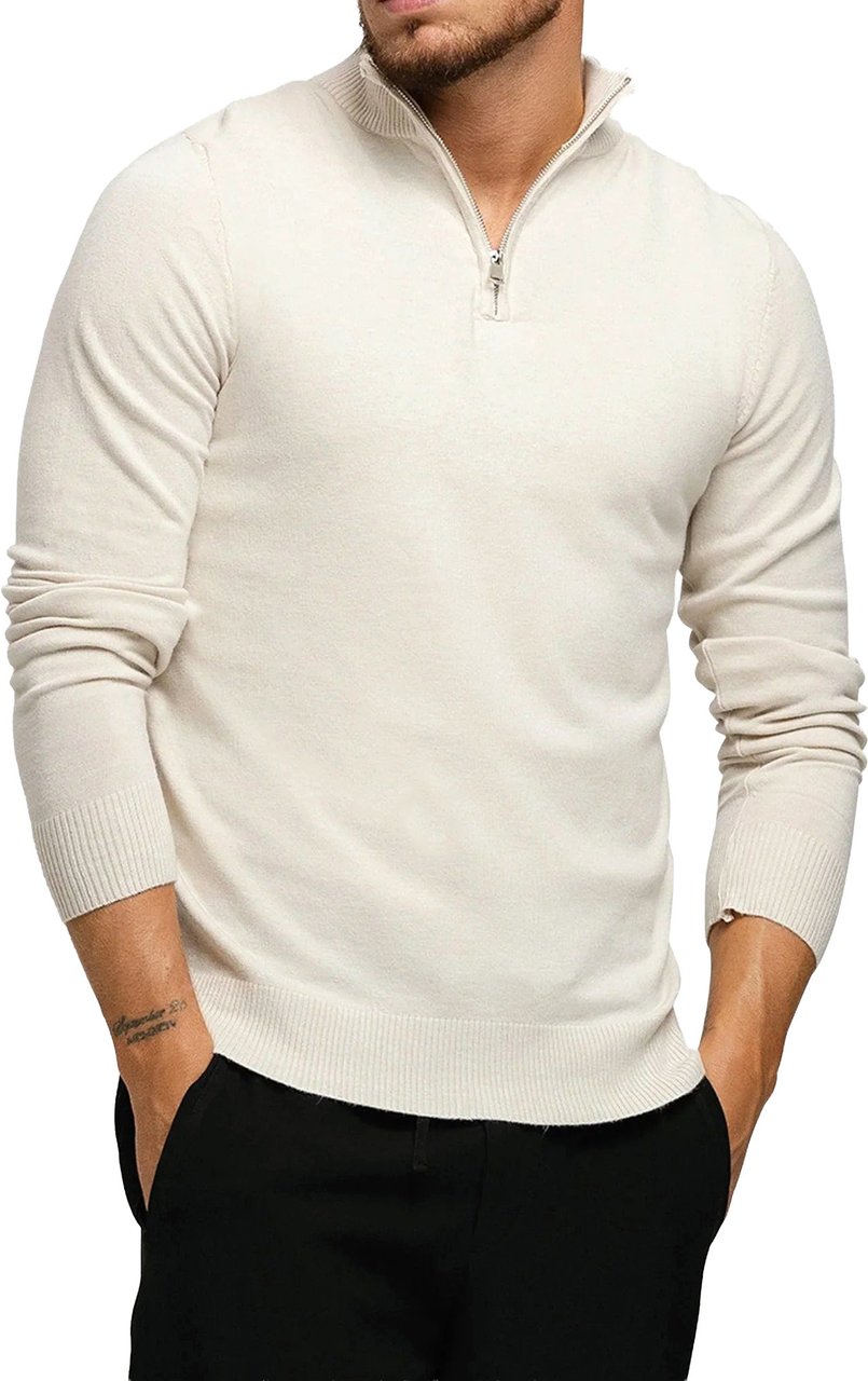Richesse Knitted Zipper Soft Sand Beige
